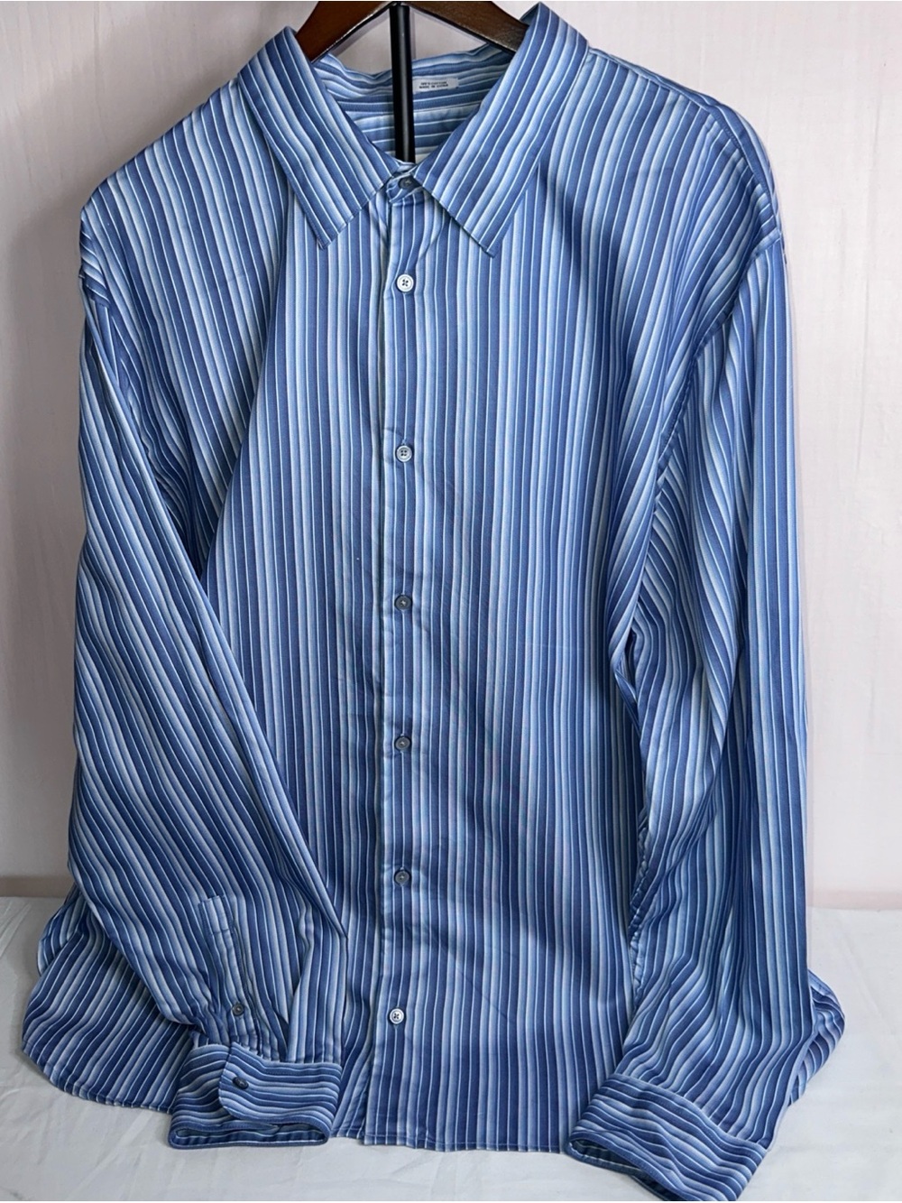 Calvin Klein Vertical Blue Multi-Stripe Dress Shirt